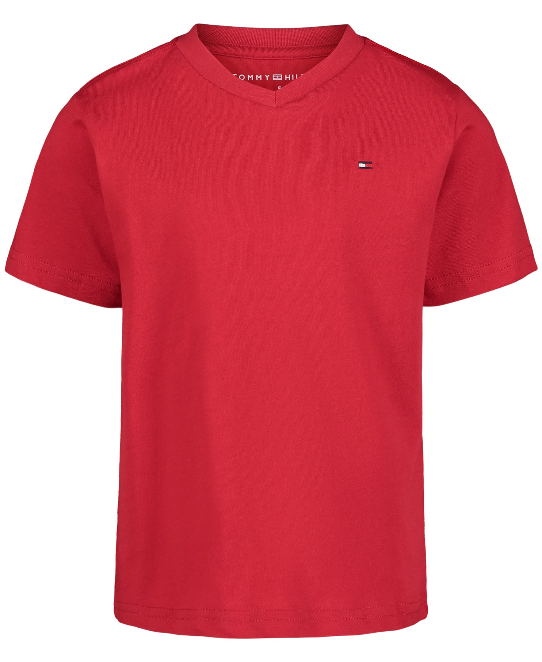 Tommy Hilfiger Boys' Short Sleeve Solid V-Neck T-Shirt, Soft, Comfortable, Relaxed Fit